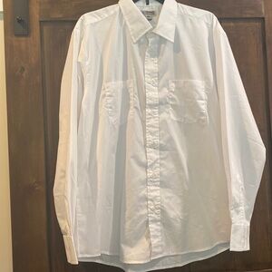 E60) Edwards Long Sleeve Dress Shirt Men's L 35 Easy Care Oxford Shirt - White